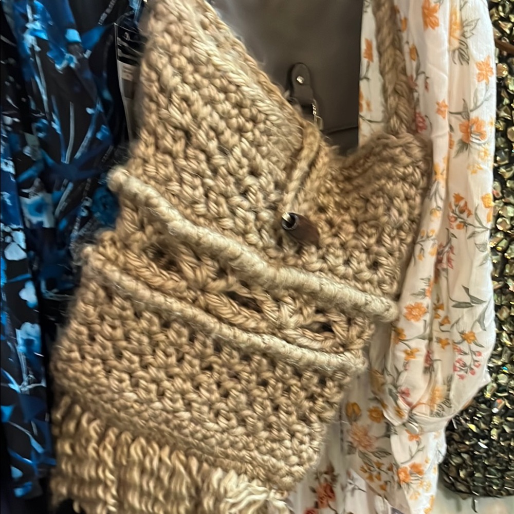 Handcrafted Beige Crossbody Bag